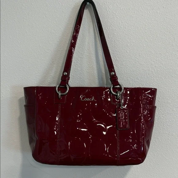 Coach Deep Red Patent Leather Shoulder Bag - Picture 1 of 10